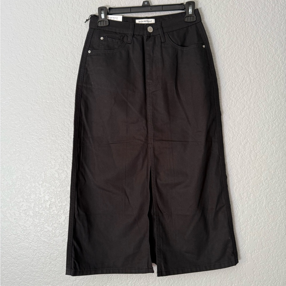 WeWoreWhat Denim High Rise MIDI Skirt Women's Size 25